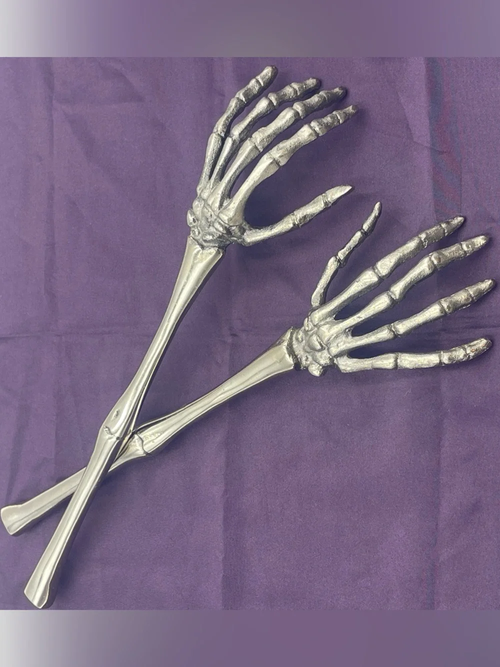 Halloween Gothic Spooky Metal Skeleton Bone Arm & Hand Salad Forks /Prop Display